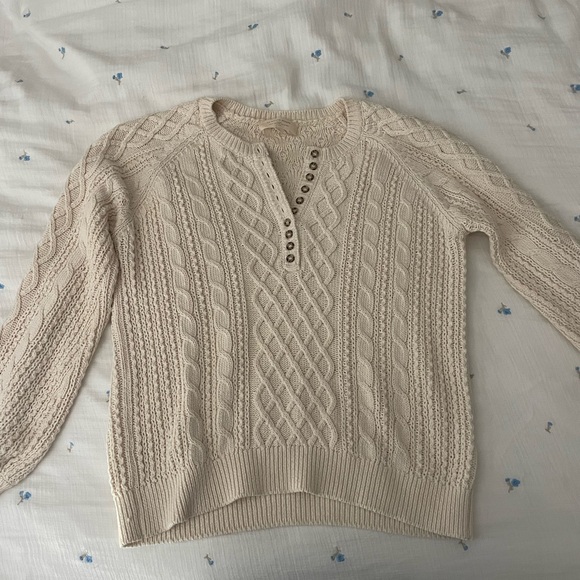 Sezane Cable Knit Cream Sweater - Picture 1 of 4